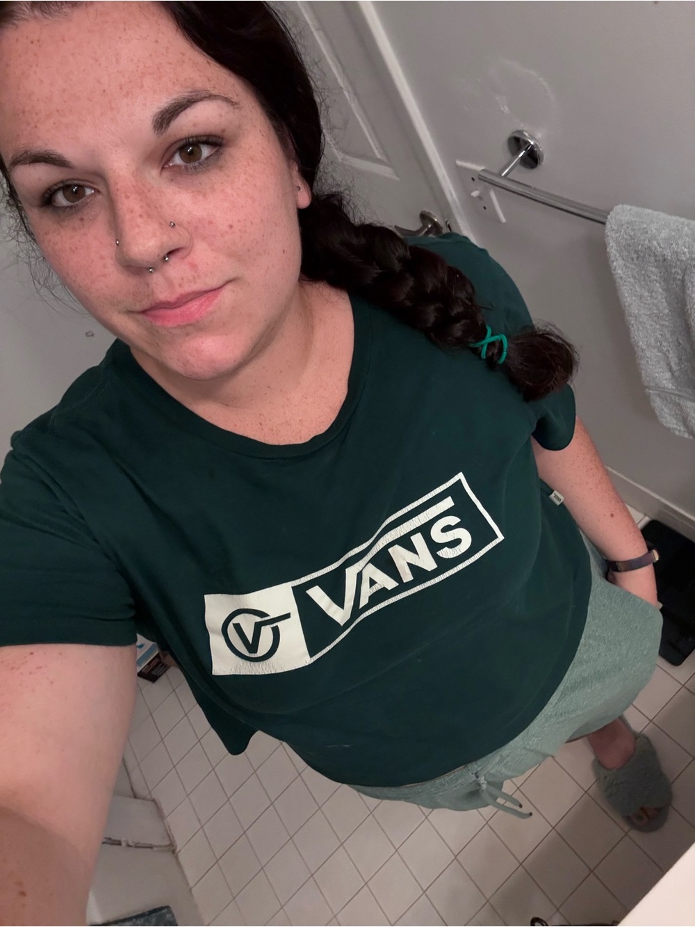 Vans Dark Green Logo Tee with White Print